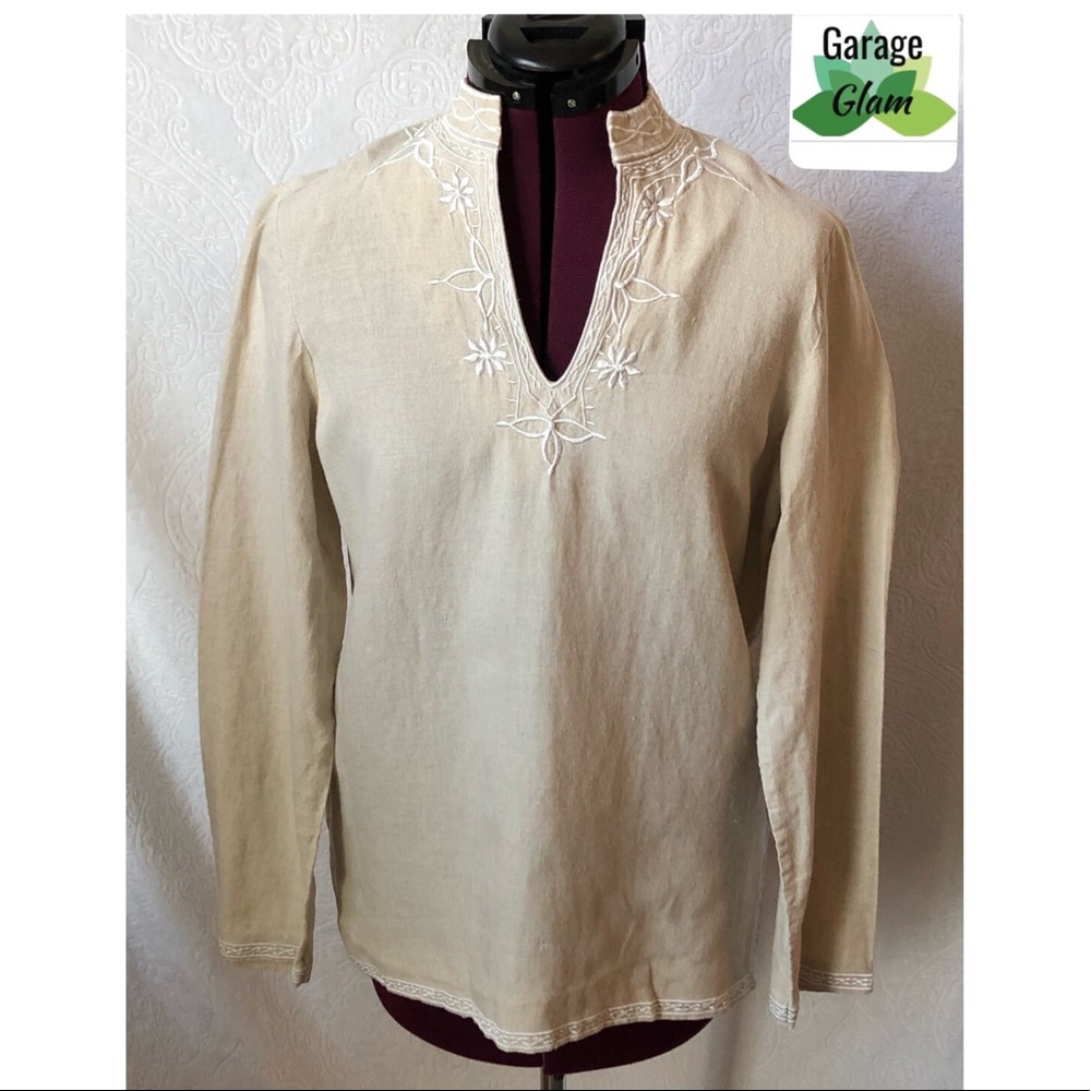 Charter Club Tan Linen Top